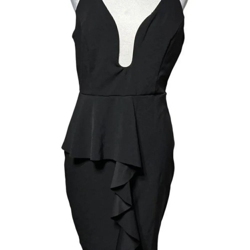 Mystic Los Angeles Sexy Strappy Low Plunging Neckline Little Black Dress Large